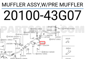 Nissan 2010043G07 MUFFLER ASSY,W/PRE MUFFLER