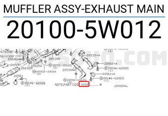 Nissan 201005W012 MUFFLER ASSY-EXHAUST MAIN