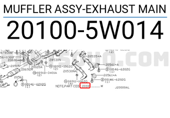 Nissan 201005W014 MUFFLER ASSY-EXHAUST MAIN