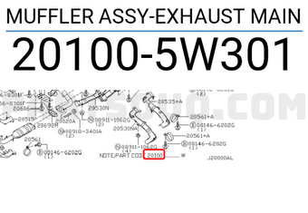 Nissan 201005W301 MUFFLER ASSY-EXHAUST MAIN
