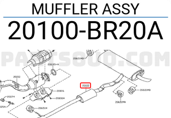 Nissan 20100BR20A MUFFLER ASSY