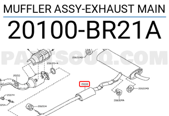 Nissan 20100BR21A MUFFLER ASSY-EXHAUST MAIN
