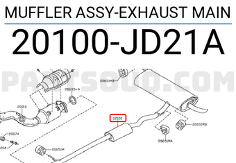 Nissan 20100JD21A MUFFLER ASSY-EXHAUST MAIN