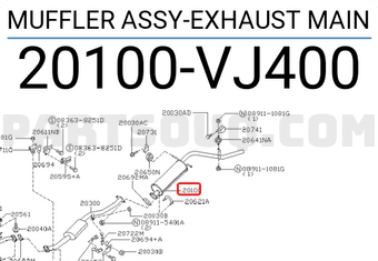 Nissan 20100VJ400 MUFFLER ASSY-EXHAUST MAIN