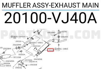 Nissan 20100VJ40A MUFFLER ASSY-EXHAUST MAIN