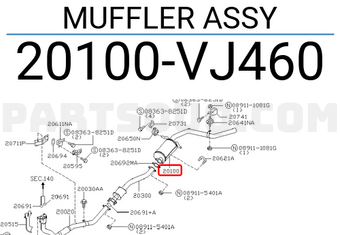 Nissan 20100VJ460 MUFFLER ASSY