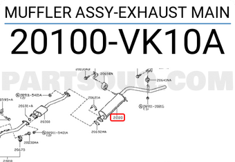 Nissan 20100VK10A MUFFLER ASSY-EXHAUST MAIN