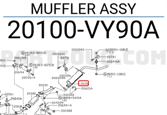 Nissan 20100VY90A MUFFLER ASSY