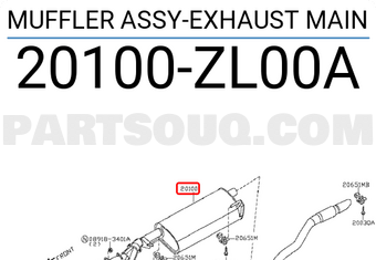 Nissan 20100ZL00A MUFFLER ASSY-EXHAUST MAIN