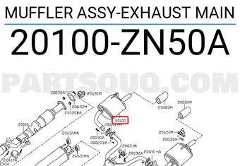 Nissan 20100ZN50A MUFFLER ASSY-EXHAUST MAIN
