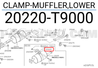 Nissan 20220T9000 CLAMP-MUFFLER,LOWER