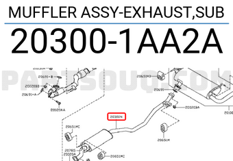 Nissan 203001AA2A MUFFLER ASSY-EXHAUST,SUB