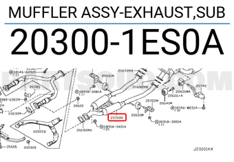 Nissan 203001ES0A MUFFLER ASSY-EXHAUST,SUB