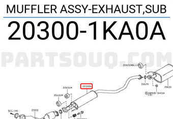 Nissan 203001KA0A MUFFLER ASSY-EXHAUST,SUB