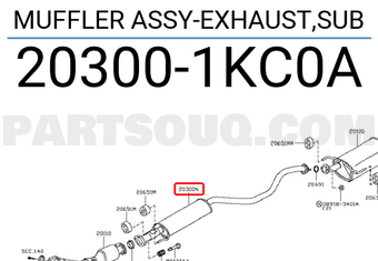 Nissan 203001KC0A MUFFLER ASSY-EXHAUST,SUB