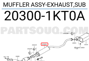Nissan 203001KT0A MUFFLER ASSY-EXHAUST,SUB