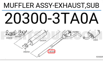Nissan 203003TA0A MUFFLER ASSY-EXHAUST,SUB