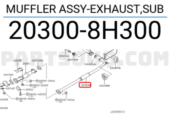 Nissan 203008H300 MUFFLER ASSY-EXHAUST,SUB