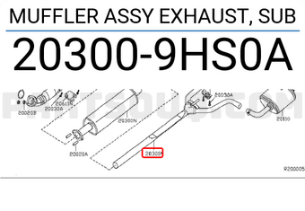 Nissan 203009HS0A MUFFLER ASSY EXHAUST, SUB