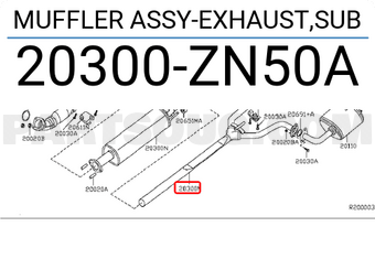 Nissan 20300ZN50A MUFFLER ASSY-EXHAUST,SUB