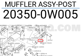 Nissan 203500W005 MUFFLER ASSY-POST