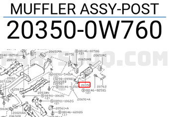 Nissan 203500W760 MUFFLER ASSY-POST