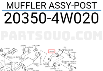 Nissan 203504W020 MUFFLER ASSY-POST