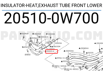 Nissan 205100W700 INSULATOR-HEAT,EXHAUST TUBE FRONT LOWER