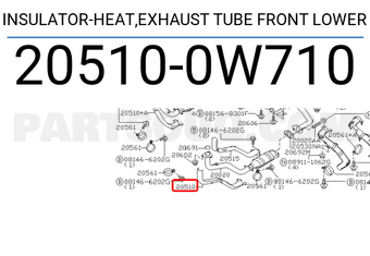Nissan 205100W710 INSULATOR-HEAT,EXHAUST TUBE FRONT LOWER