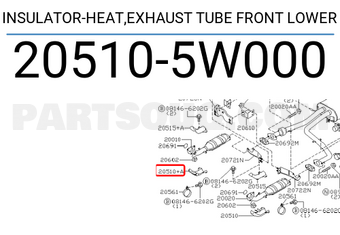 Nissan 205105W000 INSULATOR-HEAT,EXHAUST TUBE FRONT LOWER