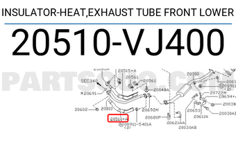 Nissan 20510VJ400 INSULATOR-HEAT,EXHAUST TUBE FRONT LOWER