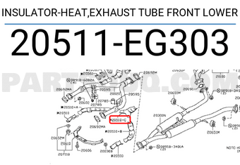 Nissan 20511EG303 INSULATOR-HEAT,EXHAUST TUBE FRONT LOWER