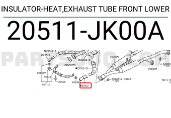Nissan 20511JK00A INSULATOR-HEAT,EXHAUST TUBE FRONT LOWER