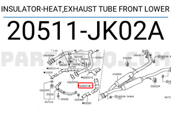 Nissan 20511JK02A INSULATOR-HEAT,EXHAUST TUBE FRONT LOWER