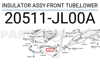 Nissan 20511JL00A INSULATOR ASSY-FRONT TUBE,LOWER