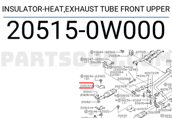Nissan 205150W000 INSULATOR-HEAT,EXHAUST TUBE FRONT UPPER