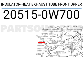Nissan 205150W700 INSULATOR-HEAT,EXHAUST TUBE FRONT UPPER