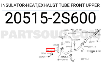Nissan 205152S600 INSULATOR-HEAT,EXHAUST TUBE FRONT UPPER