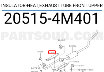 Nissan 205154M401 INSULATOR-HEAT,EXHAUST TUBE FRONT UPPER