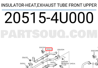 Nissan 205154U000 INSULATOR-HEAT,EXHAUST TUBE FRONT UPPER