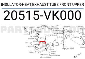 Nissan 20515VK000 INSULATOR-HEAT,EXHAUST TUBE FRONT UPPER