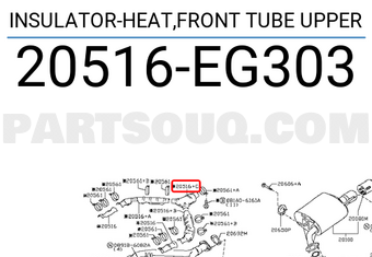 Nissan 20516EG303 INSULATOR-HEAT,FRONT TUBE UPPER