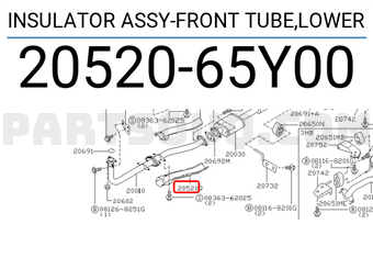 Nissan 2052065Y00 INSULATOR ASSY-FRONT TUBE,LOWER