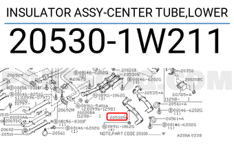 Nissan 205301W211 INSULATOR ASSY-CENTER TUBE,LOWER