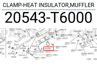 Nissan 20543T6000 CLAMP-HEAT INSULATOR,MUFFLER
