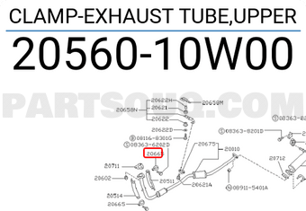Nissan 2056010W00 CLAMP-EXHAUST TUBE,UPPER