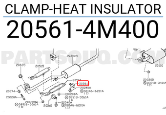 Nissan 205614M400 CLAMP-HEAT INSULATOR
