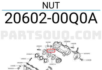 Nissan 2060200Q0A NUT