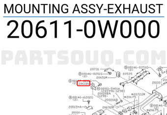 Nissan 206110W000 MOUNTING ASSY-EXHAUST