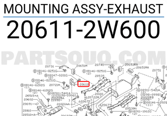Nissan 206112W600 MOUNTING ASSY-EXHAUST